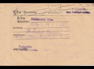 Österreich: 1933: Wien Freistempel - Zolloberamt -