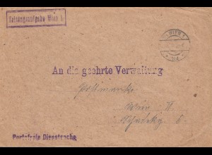 Österreich: 1924: Zeitungsaufgabe Wien, portofreie Dienstsache 