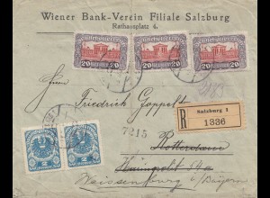 Österreich: 1922: Eiinschreiben Salzburg nach Weissenburg/Bayern