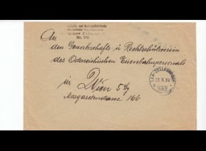 Österreich: 1933: Zellerndorf nach Wien; Eisenbahner Rechtschutz