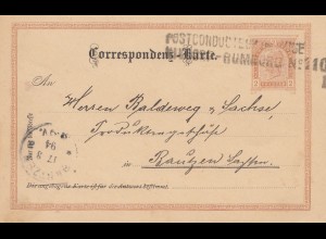 Österreich: 1894: Ganzsache Postconducteur Nixdorf Rumburg nach Bautzen