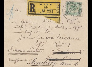 Österreich: 1903: Einschreiben Wien nach Merseburg