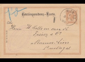 Österreich: 1895: Ganzsache Wien nach Buenos Aires/Portugal