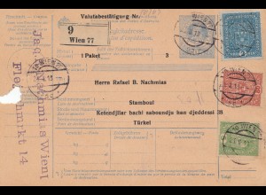 Österreich: 1913: Paketkarte Wien in die Türkei