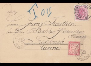 Österreich: 1901: Postkarte Salburg nach Frankreich - Taxe