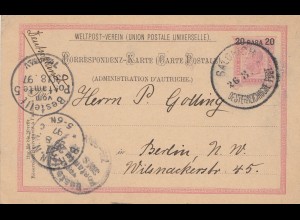 Ö-Levante: 1897: Postkarte Solonich nach Berlin