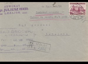 Polen: 1939: Dienst Lezajsk nach Lezajsku - Einschreiben