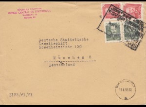 Polen: 1951: Warschau Statistikbüro nach München