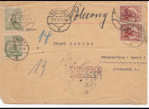 Polen: 1927 Poznan nach Weissenfels als Einschreiben