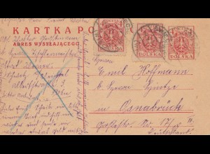 Polen: 1921: Postkarte nach Osnabrück
