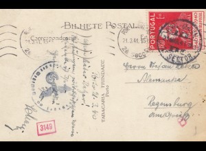 Portugal: 1941: Ansichtskarte Porto nach Regensburg