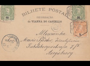Portugal: 1902: Couto Vianna Ansichtskarte nach Augsburg