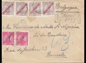 Portugal: 1912: Einschreiben nach Brüssel