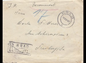 Rumänien: 1929: Einschreiben aus Brad nach Freiburg