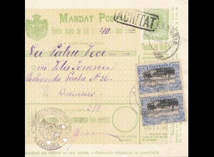 Rumänien: 12.03.1907: Mandat Postal Alexandria nach Bucaresti