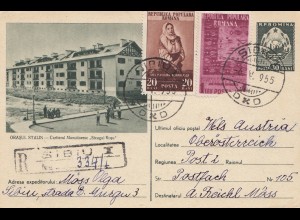 Rumänien: 1955: Ganzsache Einschreiben Sibiu nach Österreich