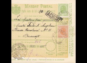 Rumänien: 26.03.1907: Mandat Postal Alexandria nach Bucaresti