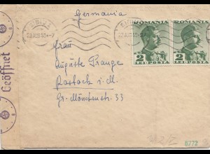 Rumänien: 1940: Brief aus Sibiu nach Rostock