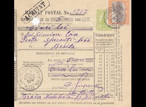 Rumänien: 1913: Mandat Postal Bucuresti nach Braila