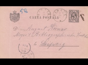 Rumänien: 1893: Ganzsache Sinaia nach Leipzig