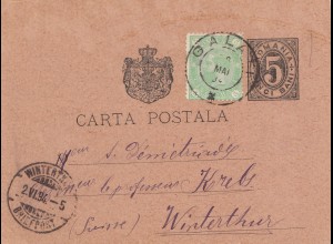 Rumänien: 1894: Ganzsache Galati nach Winterthur