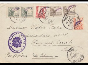 Spanien: 1937: Brief Burgos nach Kusnacht/Zürich, Zensur