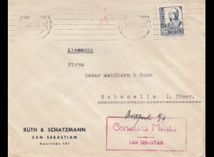 Spanien: 1938: San Sebastian nach Schmölln, Zensur