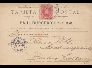 Spanien: 1901: Postkarte Bilbao nach Berlin