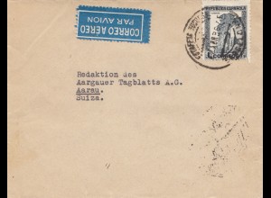 Spanien: 1936: Luftpost nach Aarau/Schweiz