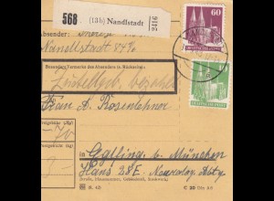 BiZone Paketkarte 1948: Nandlstadt nach Eglfing b. München