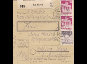 BiZone Paketkarte 1948: Bad Aibling nach Eglfing-Haar b. München, Pflegeanstalt