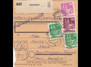 BiZone Paketkarte 1948: Schwabach nach Berchtesgaden