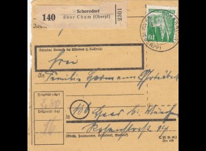 BiZone Paketkarte 1948: Schorndorf nach Haar b. München