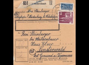 BiZone Paketkarte 1948: Aldersbach nach Finsterwald