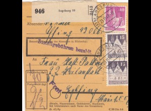 BiZone Paketkarte 1948: Augsburg nach Eglfing