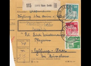 BiZone Paketkarte 1948: Rain (Lech) nach Eglfing, Pflegerin