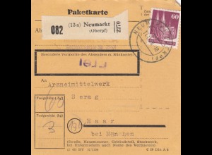 BiZone Paketkarte 1948: Neumarkt nach Haar bei München