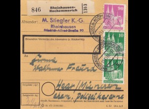 BiZone Paketkarte 1948: Rheinhausen-Hochemmerich nach Haar-München