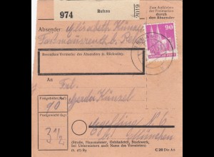 BiZone Paketkarte 1948: Rehau nach Eglfing