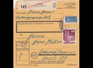 BiZone Paketkarte 1948: Grainau nach Gmund - Tegernsee
