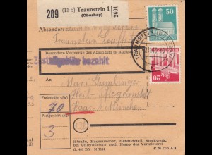 BiZone Paketkarte 1948: Traunstein nach Haar, Heil- Pflegeanstalt