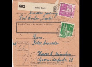 BiZone Paketkarte 1948: Dorfen Markt nach Haar b. München