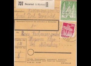 BiZone Paketkarte 1948: Bernried nach Haar b. München, Pflegerin