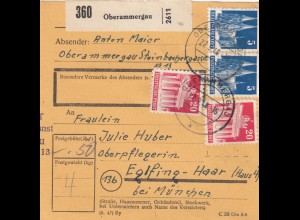 BiZone Paketkarte 1948: Oberammergau nach Eglfing-Haar, Pflegerin