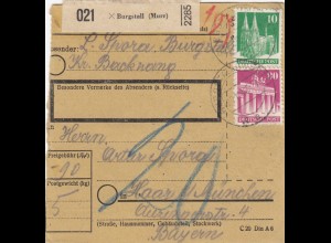 BiZone Paketkarte 1948: Burgstall (Murr) nach Haar, München
