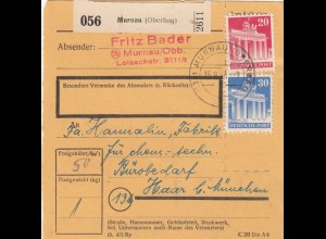 BiZone Paketkarte 1948: Murnau nach Haar b. München, Bürobedarf