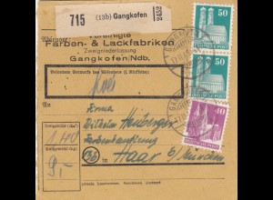 BiZone Paketkarte 1948: Gangkofen nach Haar bei München