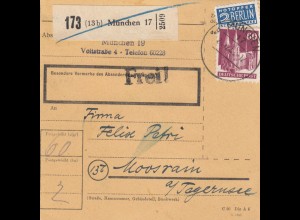 BiZone Paketkarte 1948: München nach Moosrain am Tegernsee