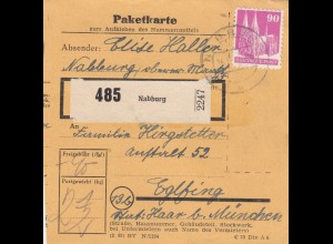 BiZone Paketkarte 1948: Nabburg nach Eglfing b.München
