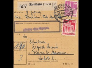 BiZone Paketkarte 1948: Kirchheim (Teck) nach Haar b. München